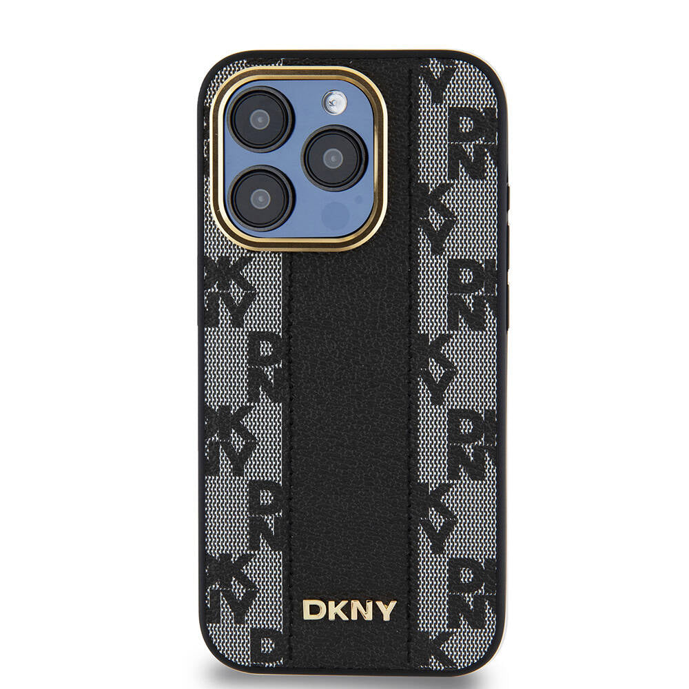 iPhone 15 Pro Kılıf DKNY Orjinal Lisanslı M-safe Şarj Özellikli 3D Yazılı Checkered Pattern Kılıf
