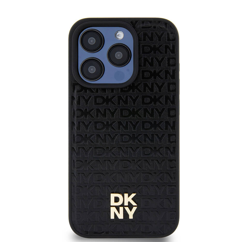 iPhone 15 Pro Kılıf DKNY Orjinal Lisanslı M-safe Şarj Özellikli 3D Yazılı Repeat Pattern Kılıf