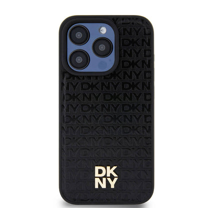 iPhone 15 Pro Kılıf DKNY Orjinal Lisanslı M-safe Şarj Özellikli 3D Yazılı Repeat Pattern Kılıf