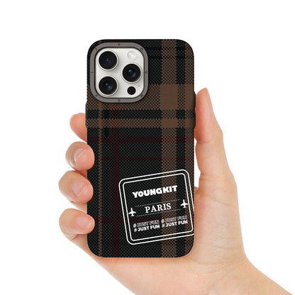 iPhone 15 Pro Kılıf Ekose Desenli Youngkit Gezhi Serisi Kılıf