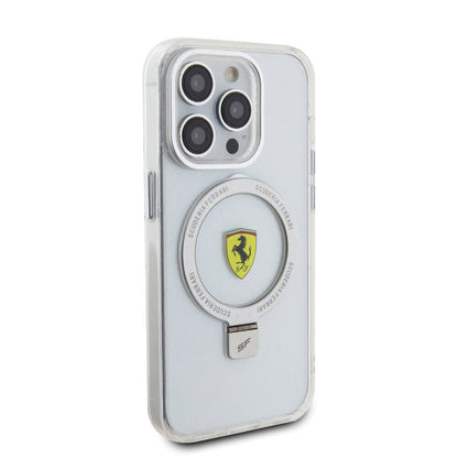iPhone 15 Pro Kılıf Ferrari M-safe Şarj Özellikli Standlı Buzlu Yüzey Dizayn Kılıf
