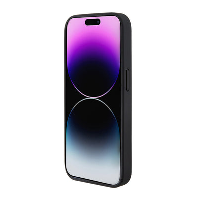 Apple iPhone 15 Pro Kılıf Ferrari Orjinal Lisanslı Deri Dikişli Arka Yüzey Metal Logo Tasarımlı Kapak Siyah