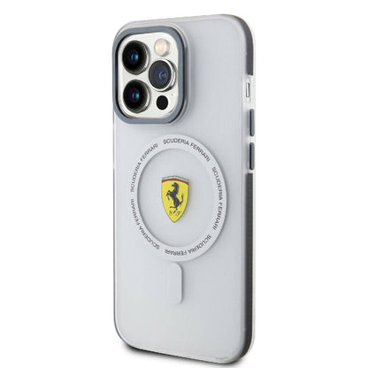 iPhone 15 Pro Kılıf Ferrari Orjinal Lisanslı M-safe Şarj Özellikli Kontrast Bumper SF Ring Kılıf