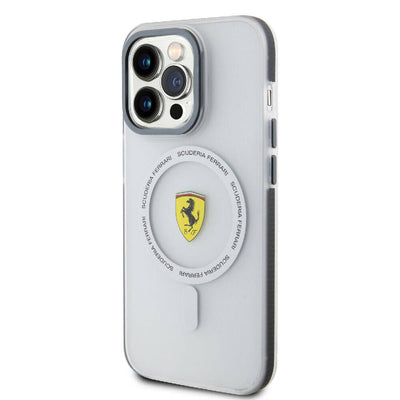 Apple iPhone 15 Pro Kılıf Ferrari Orjinal Lisanslı Magsafe Şarj Özellikli Kontrast Bumper SF Ring Kapak Kırmızı