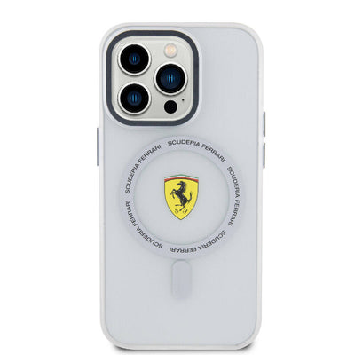 Apple iPhone 15 Pro Kılıf Ferrari Orjinal Lisanslı Magsafe Şarj Özellikli Kontrast Bumper SF Ring Kapak Kırmızı