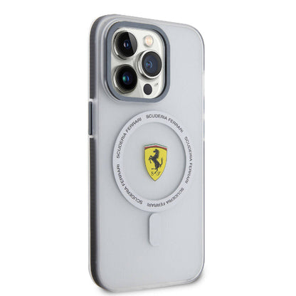 iPhone 15 Pro Kılıf Ferrari Orjinal Lisanslı M-safe Şarj Özellikli Kontrast Bumper SF Ring Kılıf