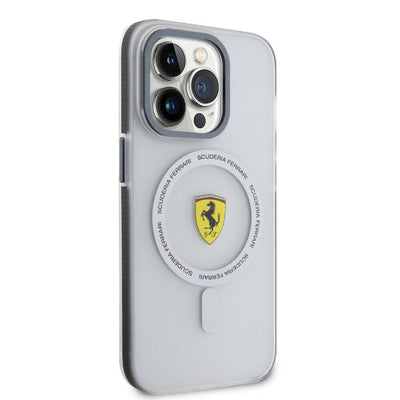 Apple iPhone 15 Pro Kılıf Ferrari Orjinal Lisanslı Magsafe Şarj Özellikli Kontrast Bumper SF Ring Kapak Kırmızı