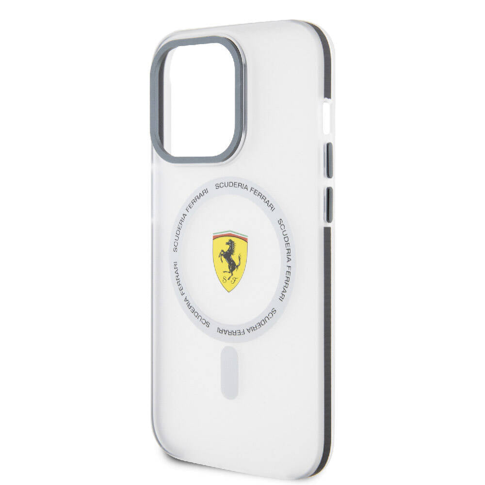 iPhone 15 Pro Kılıf Ferrari Orjinal Lisanslı M-safe Şarj Özellikli Kontrast Bumper SF Ring Kılıf
