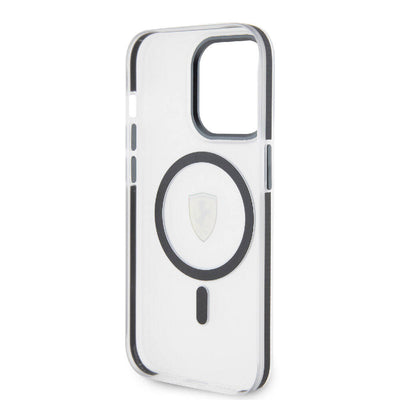 Apple iPhone 15 Pro Kılıf Ferrari Orjinal Lisanslı Magsafe Şarj Özellikli Kontrast Bumper SF Ring Kapak Kırmızı