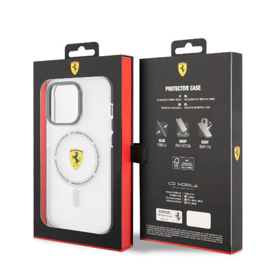 Apple iPhone 15 Pro Kılıf Ferrari Orjinal Lisanslı Magsafe Şarj Özellikli Kontrast Bumper SF Ring Kapak Kırmızı