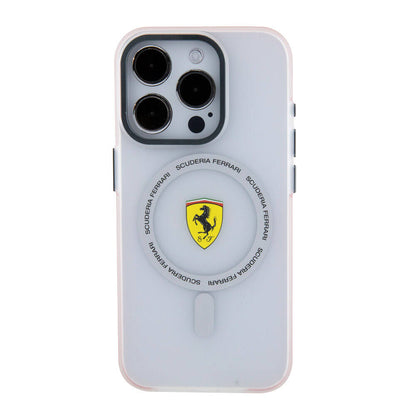 iPhone 15 Pro Kılıf Ferrari Orjinal Lisanslı M-safe Şarj Özellikli Kontrast Bumper SF Ring Kılıf