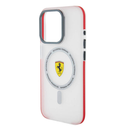 iPhone 15 Pro Kılıf Ferrari Orjinal Lisanslı M-safe Şarj Özellikli Kontrast Bumper SF Ring Kılıf