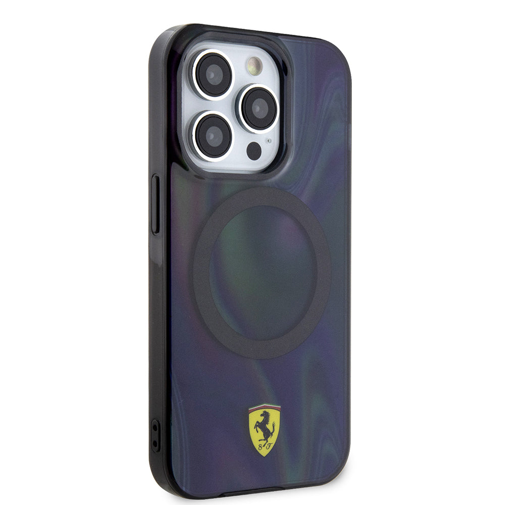 iPhone 15 Pro Kılıf Ferrari Orjinal Lisanslı M-safe Şarj Özellikli Transparan Renk Geçişli Iridescent Kılıf