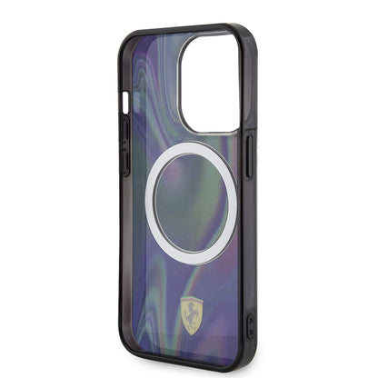 iPhone 15 Pro Kılıf Ferrari Orjinal Lisanslı M-safe Şarj Özellikli Transparan Renk Geçişli Iridescent Kılıf