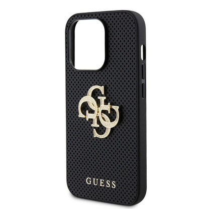 iPhone 15 Pro Kılıf Guess Orjinal Lisanslı Delikli Yazı ve 4G Glitter Büyük Metal Logolu Kılıf