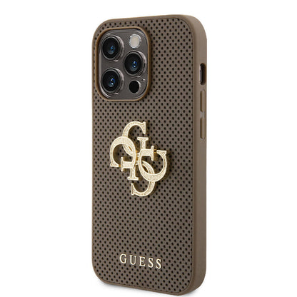 iPhone 15 Pro Kılıf Guess Orjinal Lisanslı Delikli Yazı ve 4G Glitter Büyük Metal Logolu Kılıf