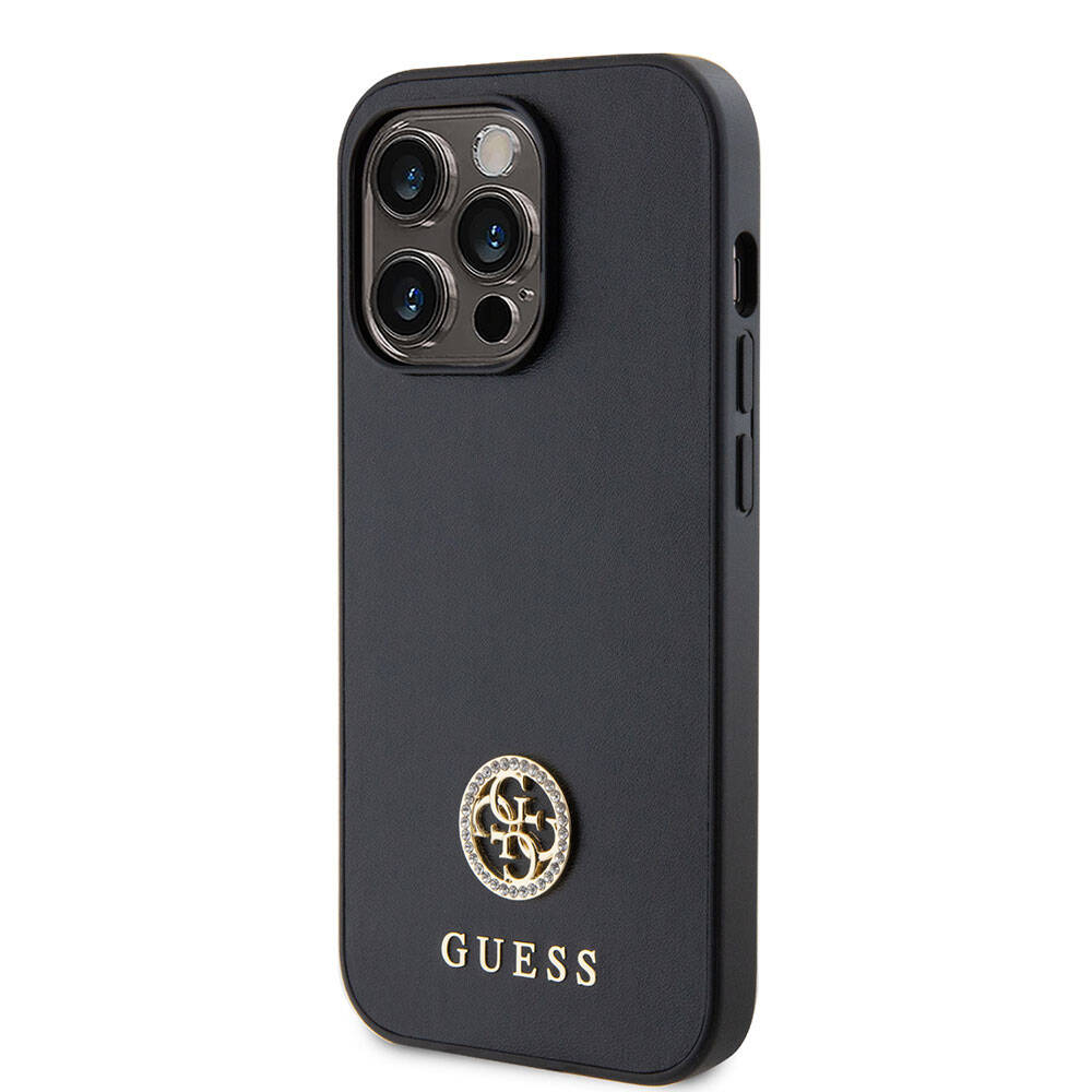 iPhone 15 Pro Kılıf Guess Orjinal Lisanslı Deri 4G Metal Logo Strass Kılıf