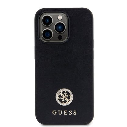 iPhone 15 Pro Kılıf Guess Orjinal Lisanslı Deri 4G Metal Logo Strass Kılıf