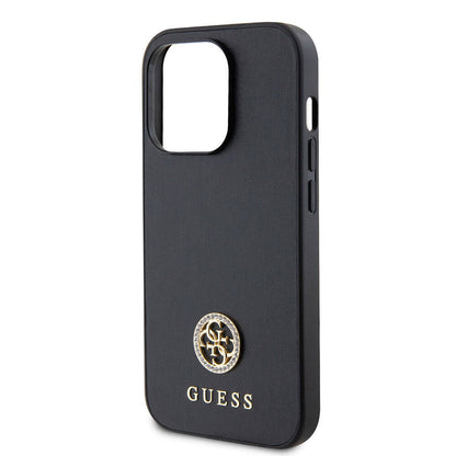 iPhone 15 Pro Kılıf Guess Orjinal Lisanslı Deri 4G Metal Logo Strass Kılıf