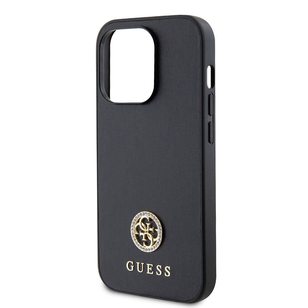 Apple iPhone 15 Pro Kılıf Guess Orjinal Lisanslı Deri 4G Metal Logo Strass Kapak