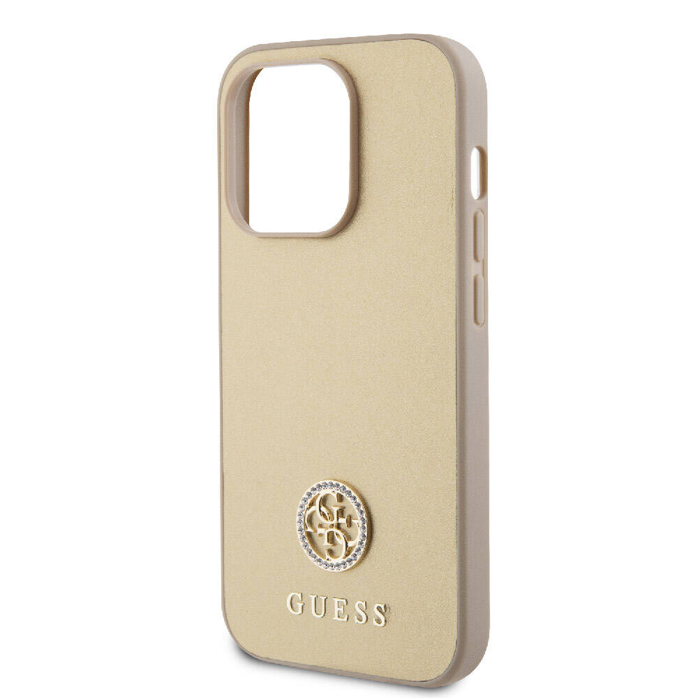 iPhone 15 Pro Kılıf Guess Orjinal Lisanslı Deri 4G Metal Logo Strass Kılıf
