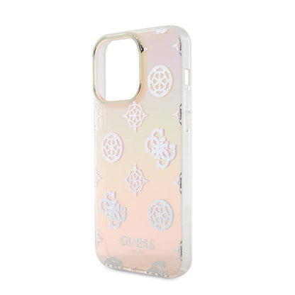 iPhone 15 Pro Kılıf Guess Orjinal Lisanslı Desenli Yazı Logolu Askı İpli Holografik Glitter Peony Kılıf