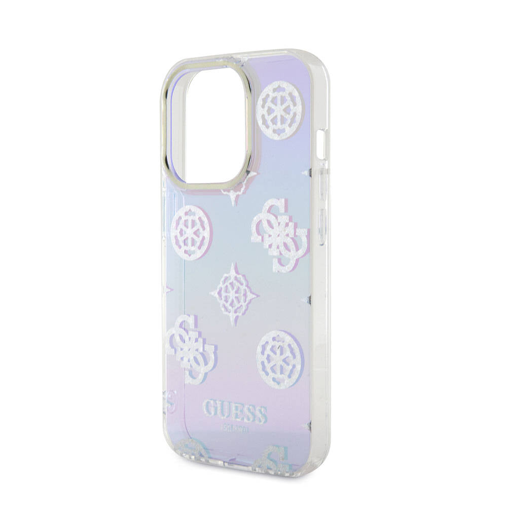 iPhone 15 Pro Kılıf Guess Orjinal Lisanslı Desenli Yazı Logolu Askı İpli Holografik Glitter Peony Kılıf