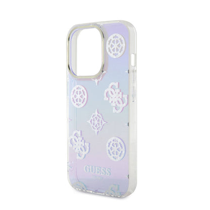 iPhone 15 Pro Kılıf Guess Orjinal Lisanslı Desenli Yazı Logolu Askı İpli Holografik Glitter Peony Kılıf