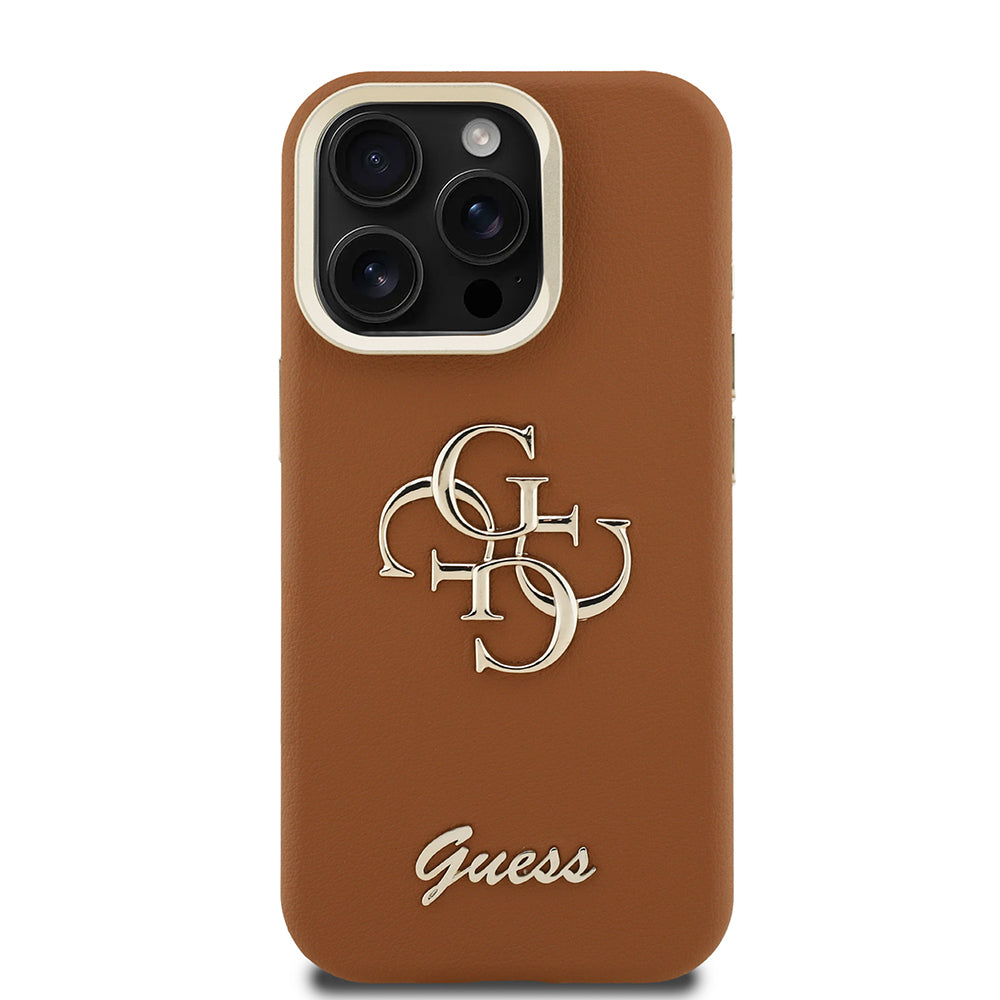 iPhone 15 Pro Kılıf Guess Orjinal Lisanslı Grained Yazı Logolu Kamera Standlı Kılıf