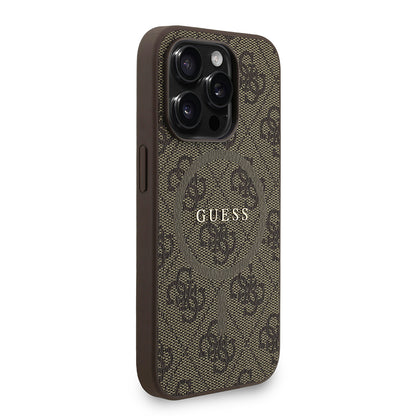 iPhone 15 Pro Kılıf Guess Orjinal Lisanslı M-safe Şarj Özellikli PU Deri Bilek Askı İpli Yazı Logolu Kılıf