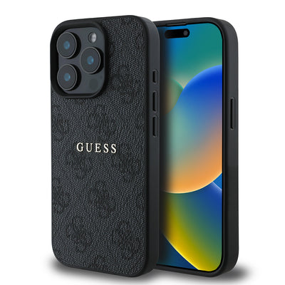 Apple iPhone 15 Pro Kılıf Guess Orjinal Lisanslı Magsafe Şarj Özellikli 4G Desen Yazı Logolu Kapak Pembe