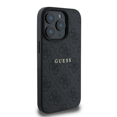 Apple iPhone 15 Pro Kılıf Guess Orjinal Lisanslı Magsafe Şarj Özellikli 4G Desen Yazı Logolu Kapak Pembe