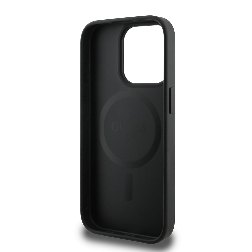 iPhone 15 Pro Kılıf Guess Orjinal Lisanslı M-safe Şarj Özellikli 4G Desen Yazı Logolu Kılıf