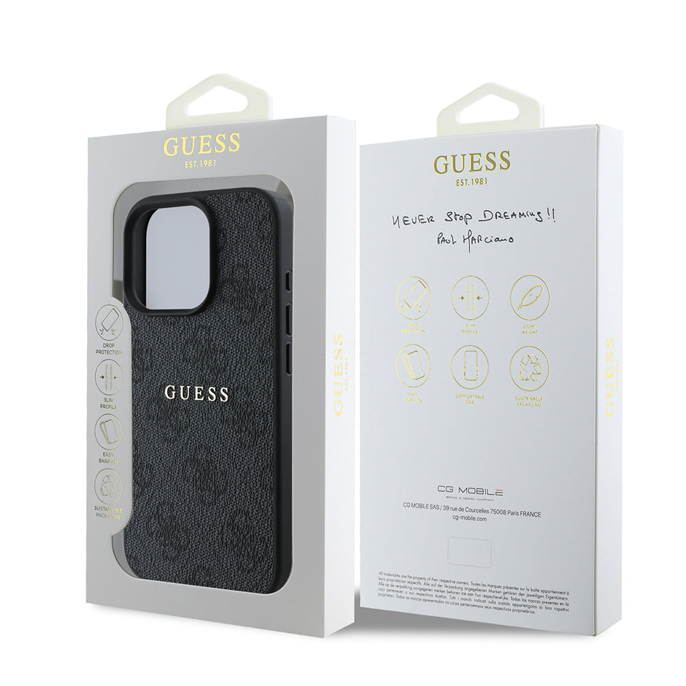 Apple iPhone 15 Pro Kılıf Guess Orjinal Lisanslı Magsafe Şarj Özellikli 4G Desen Yazı Logolu Kapak Pembe