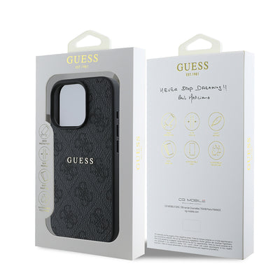 Apple iPhone 15 Pro Kılıf Guess Orjinal Lisanslı Magsafe Şarj Özellikli 4G Desen Yazı Logolu Kapak Pembe