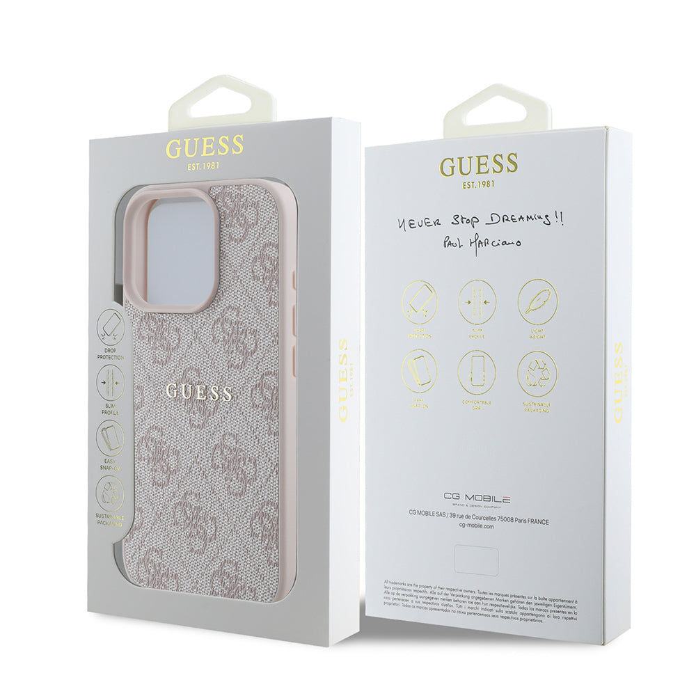 iPhone 15 Pro Kılıf Guess Orjinal Lisanslı M-safe Şarj Özellikli 4G Desen Yazı Logolu Kılıf
