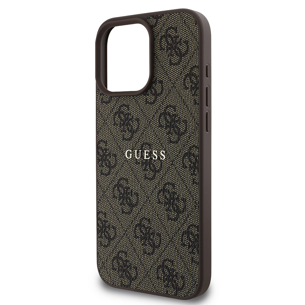 Apple iPhone 15 Pro Kılıf Guess Orjinal Lisanslı Magsafe Şarj Özellikli 4G Desen Yazı Logolu Kapak Pembe