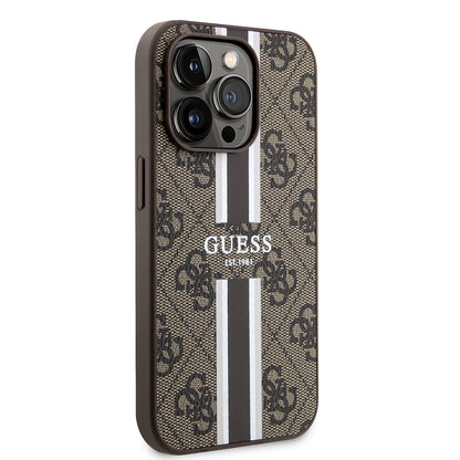 iPhone 15 Pro Kılıf Guess Orjinal Lisanslı M-safe Şarj Özellikli 4G Şerit Tasarımlı Printed Kılıf