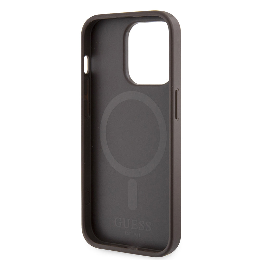 iPhone 15 Pro Kılıf Guess Orjinal Lisanslı M-safe Şarj Özellikli 4G Şerit Tasarımlı Printed Kılıf
