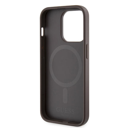 iPhone 15 Pro Kılıf Guess Orjinal Lisanslı M-safe Şarj Özellikli 4G Şerit Tasarımlı Printed Kılıf