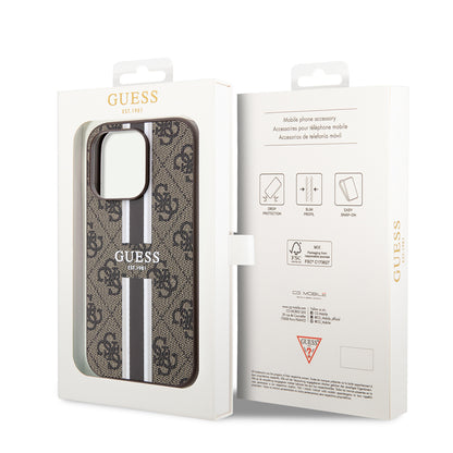iPhone 15 Pro Kılıf Guess Orjinal Lisanslı M-safe Şarj Özellikli 4G Şerit Tasarımlı Printed Kılıf