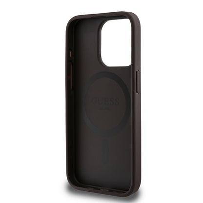 iPhone 15 Pro Kılıf Guess Orjinal Lisanslı M-safe Şarj Özellikli Gül Baskılı 4G Desenli Yazı Logolu Kılıf