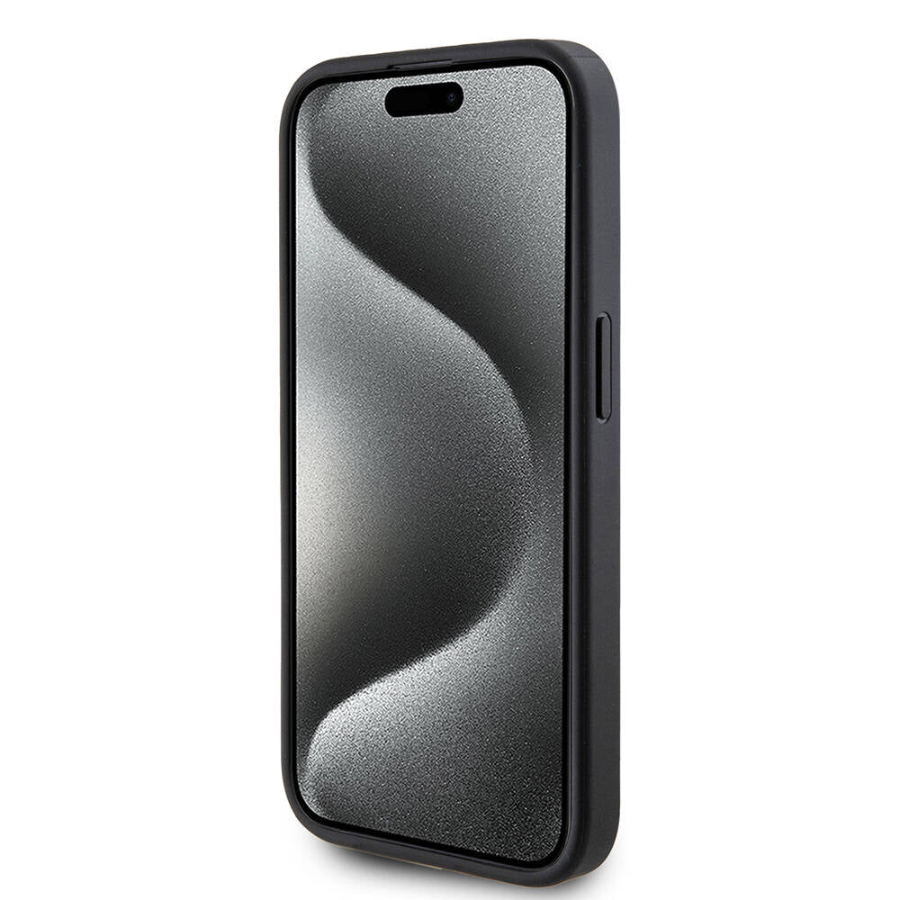 iPhone 15 Pro Kılıf Guess Orjinal Lisanslı M-safe Şarj Özellikli PU Halkalı 4G Desenli Yazı Logolu Kılıf