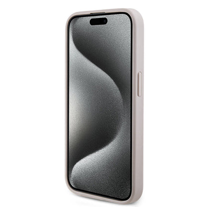 iPhone 15 Pro Kılıf Guess Orjinal Lisanslı M-safe Şarj Özellikli PU Halkalı 4G Desenli Yazı Logolu Kılıf