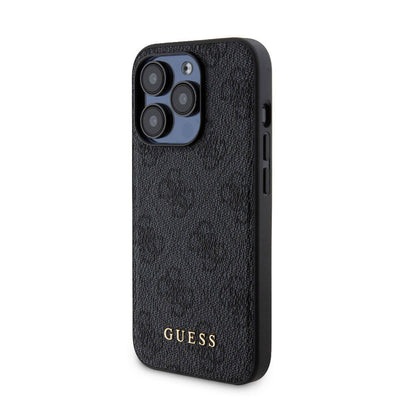Apple iPhone 15 Pro Kılıf Guess Orjinal Lisanslı Magsafe Şarj Özellikli Yazı Logolu 4G Desenli Kapak + Powerbank 5000mAh 2in1 Set Kahverengi