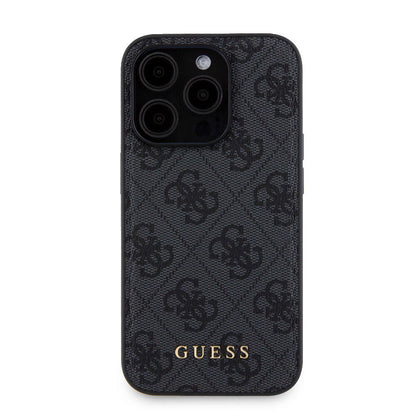 iPhone 15 Pro Kılıf Guess Orjinal Lisanslı M-safe Şarj Özellikli Yazı Logolu 4G Desenli Kılıf + Powerbank 5000mAh 2in1 Set