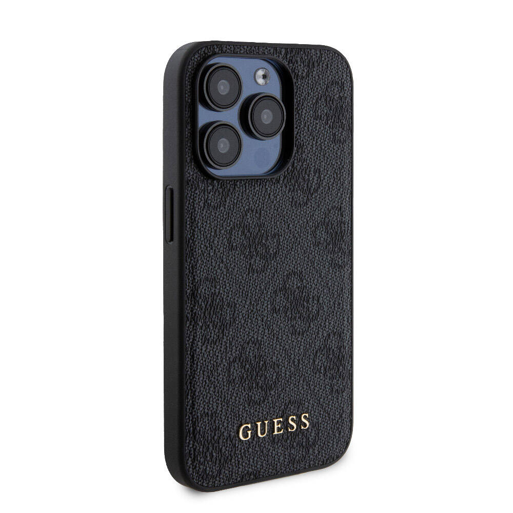Apple iPhone 15 Pro Kılıf Guess Orjinal Lisanslı Magsafe Şarj Özellikli Yazı Logolu 4G Desenli Kapak + Powerbank 5000mAh 2in1 Set Kahverengi