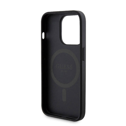 iPhone 15 Pro Kılıf Guess Orjinal Lisanslı M-safe Şarj Özellikli Yazı Logolu 4G Desenli Kılıf + Powerbank 5000mAh 2in1 Set