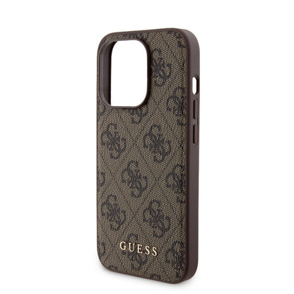 iPhone 15 Pro Kılıf Guess Orjinal Lisanslı M-safe Şarj Özellikli Yazı Logolu 4G Desenli Kılıf + Powerbank 5000mAh 2in1 Set