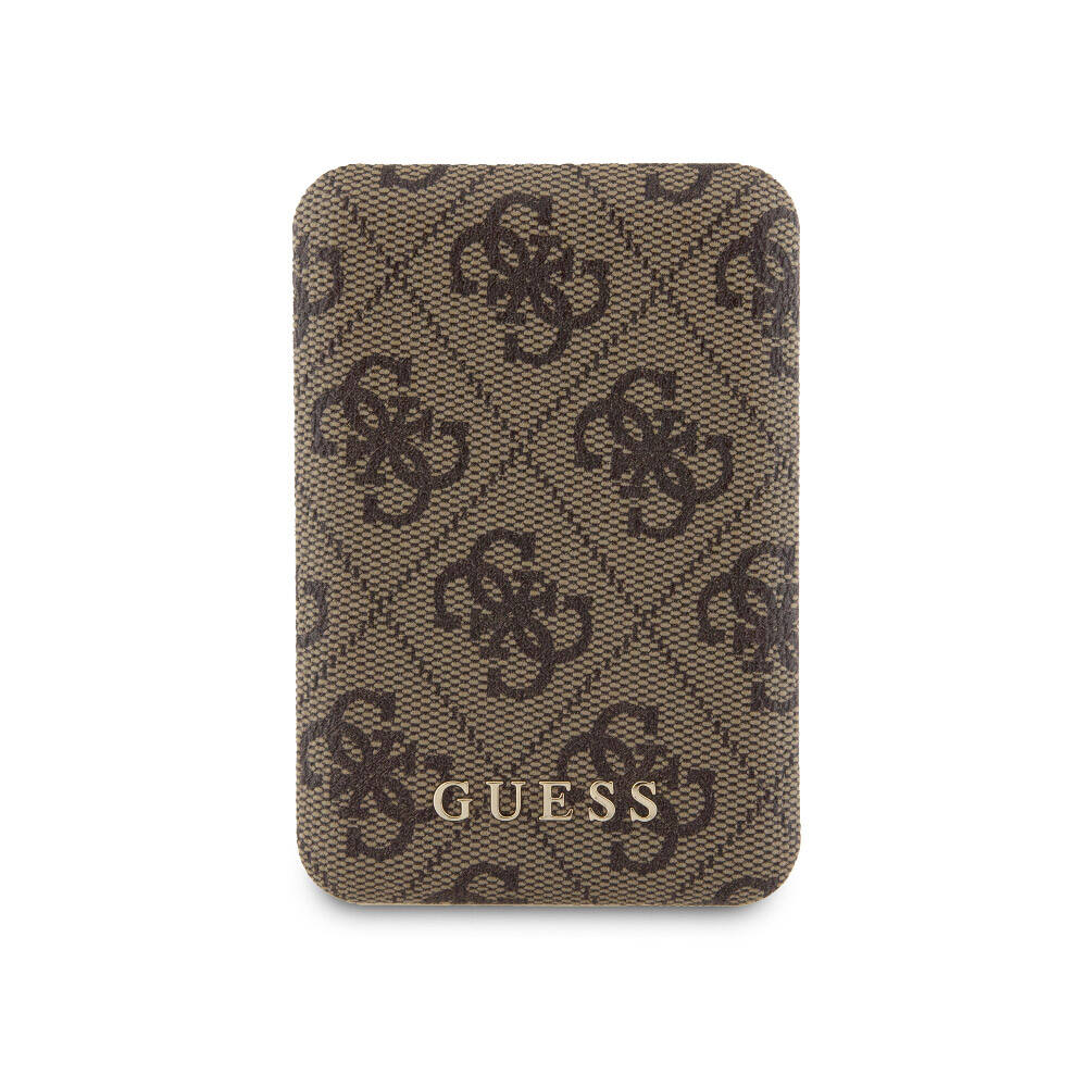 iPhone 15 Pro Kılıf Guess Orjinal Lisanslı M-safe Şarj Özellikli Yazı Logolu 4G Desenli Kılıf + Powerbank 5000mAh 2in1 Set